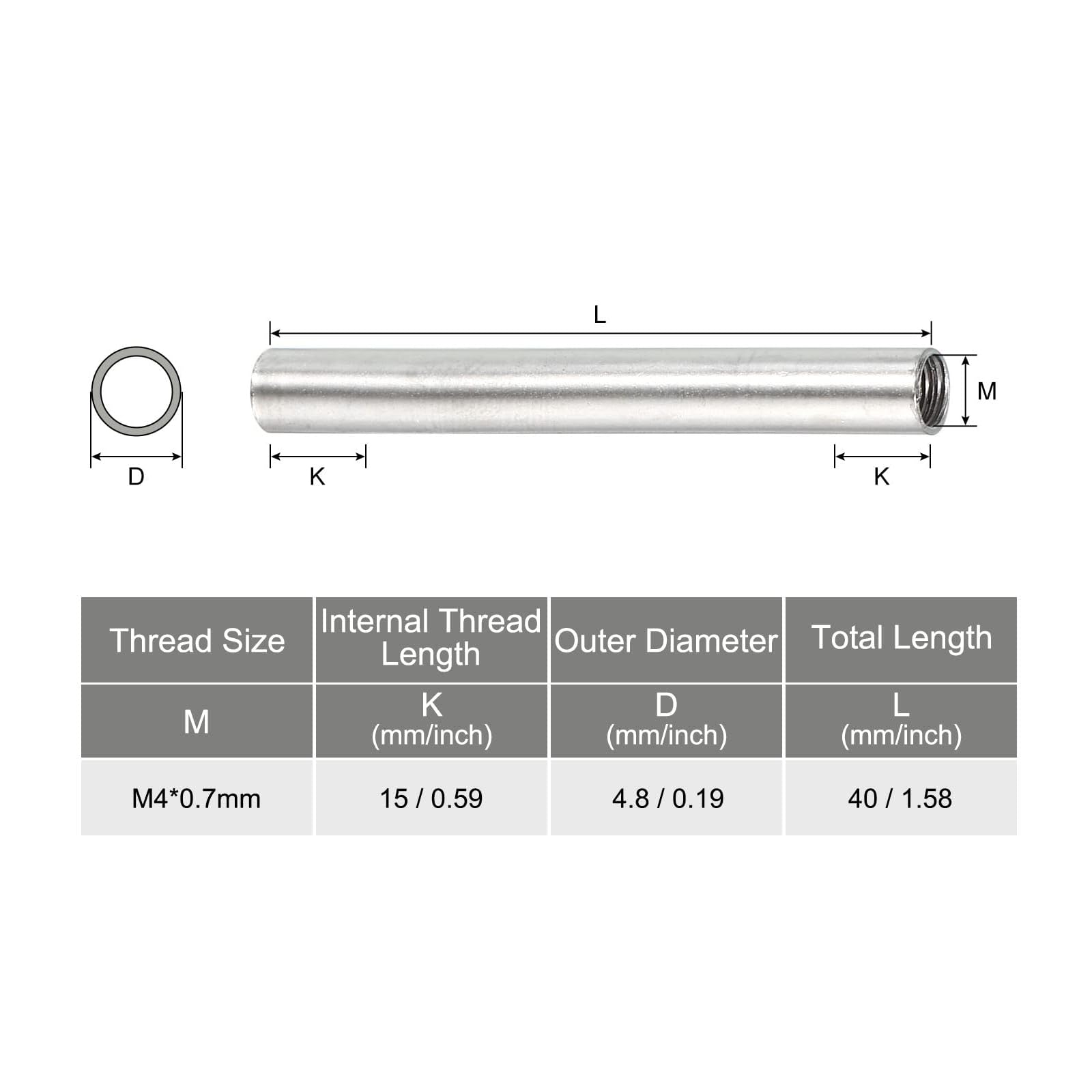 TA-VIGOR 20Pcs Round Connector Nuts, M4x0.7mm Female Thread Coupling Nut - Image 2