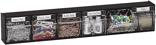 Miniatura 2 de Deflecto 20604OPU Six-bin horizontal basculante sistema de almacenamiento, 23-5/8w x 3-5/8d x 4-1/2h, negro