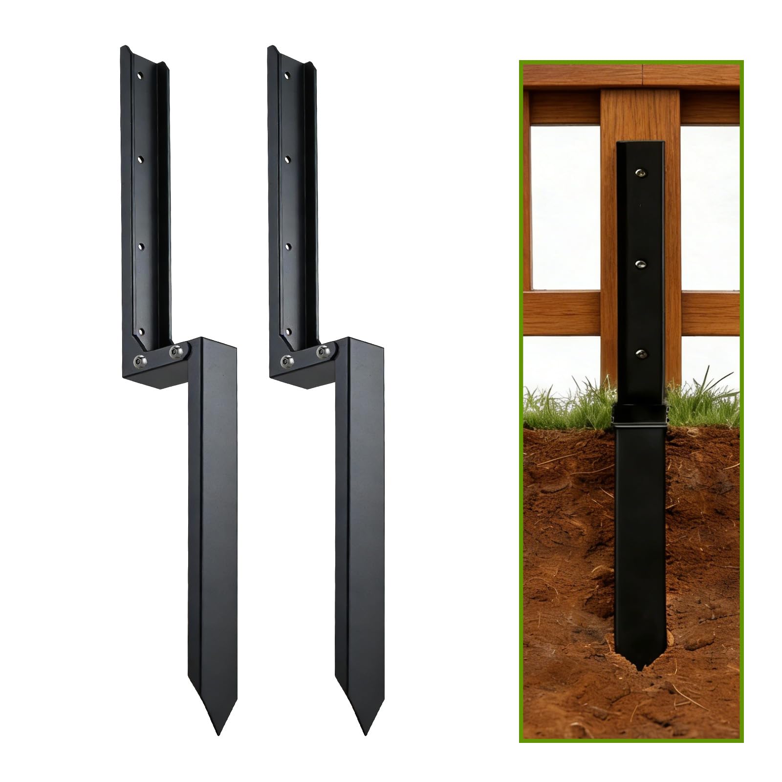 2PCS Fence Post Repair Kit Heavy Duty Fence Posts Repair Stakes for Fix Wooden Broken Posts Repair Tilted