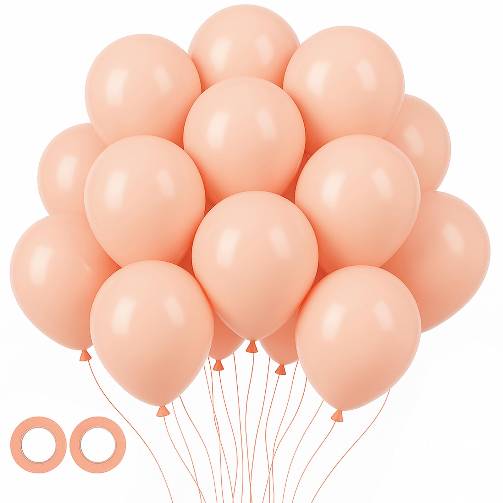 Voircoloria 105pcs Pastel Orange Party Latex Balloons, 12inch