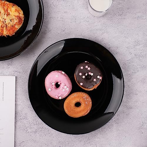 Delling 10 Inch Black Dinner Plates Set, Porcelain Dessert/Salad Plate, Serving Dishes, Dinnerware Sets, Scratch Resistant, Lead-Free, Microwave, Oven, And Dishwasher Safe - Set Of 4 #TOP4