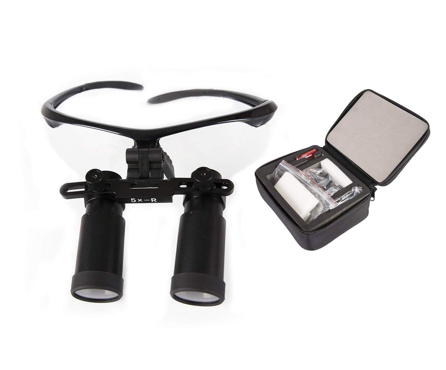 BONEW Dental Surgical Binocular Loupe Magnifier 420mm Working Distance 5.0X-R Sport Type for ENT/Vet