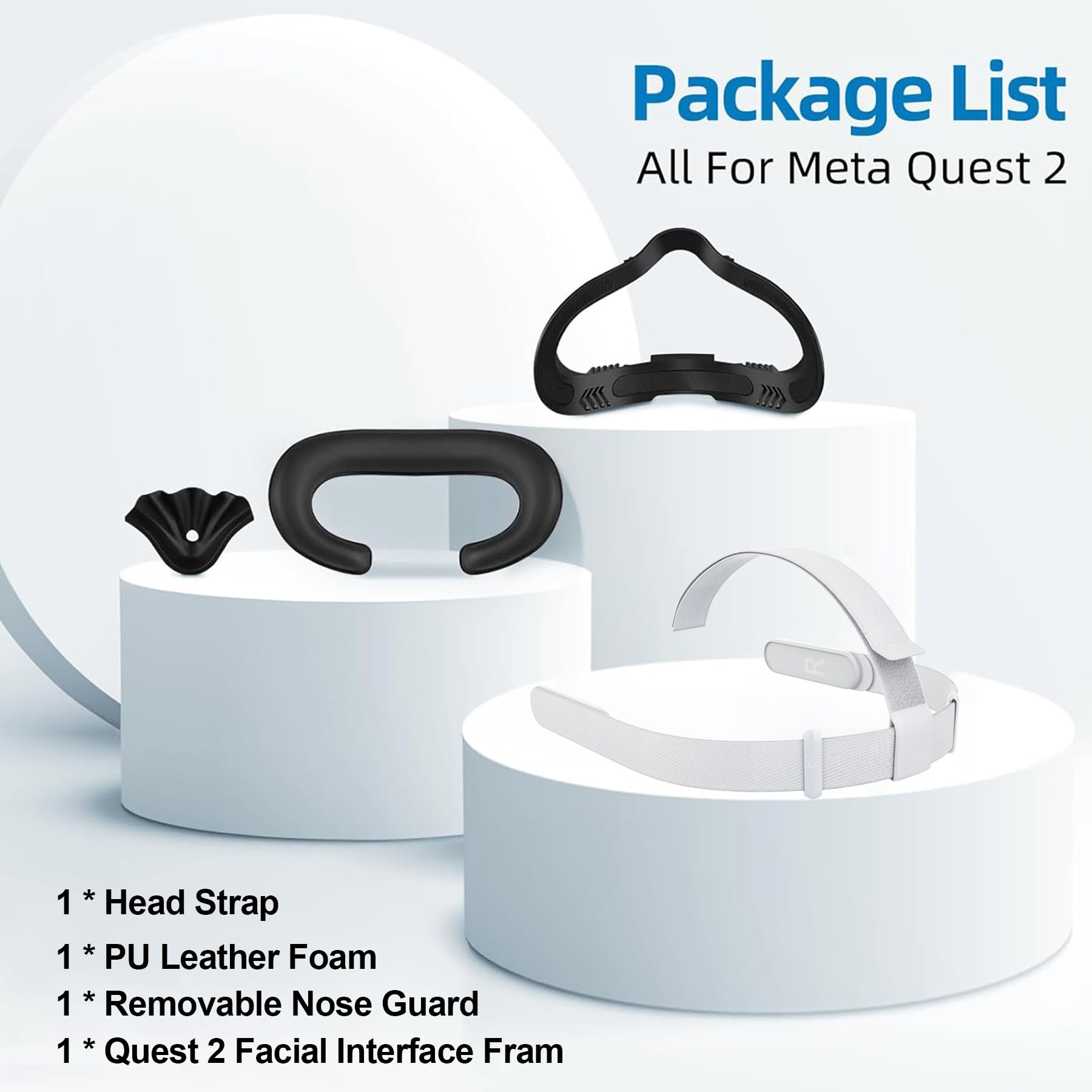 Cinghia per la Testa e Copertura per il Viso per Meta Quest 2, Kit di Accessori VR con Cinghia di Regolazione Sostitutiva e Imbottitura per il Viso Compatibile con Oculus Quest 2