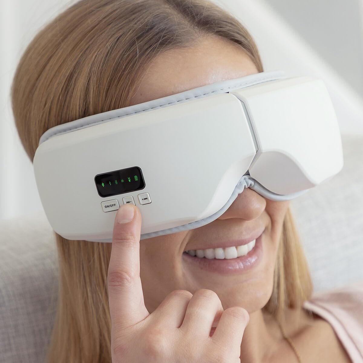 InnovaGoods® Massaggiatore per gli occhi con compressione dell'aria 4 in 1 EyeSky, allevia la stanchezza oculare e migliora la circolazione sanguigna, design compatto, ideale per casa e lavoro.