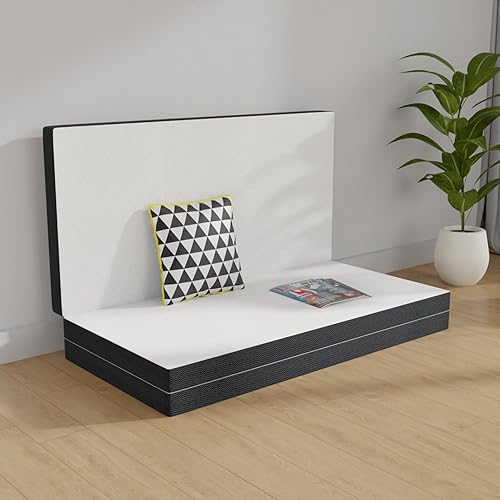 Miniatura 6 de Colchón plegable, colchón triple portátil de 4 pulgadas con funda de baño, colchón plegable de espuma viscoelástica de gel individual para