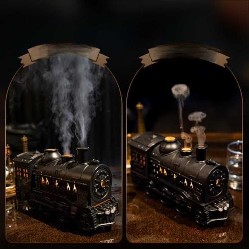 Difusor de aceites esenciales de 300 ml para efecto de llama, humidificador de vapor frío en forma de tren para control remoto para oficina en casa, difusor de estado de ánimo de