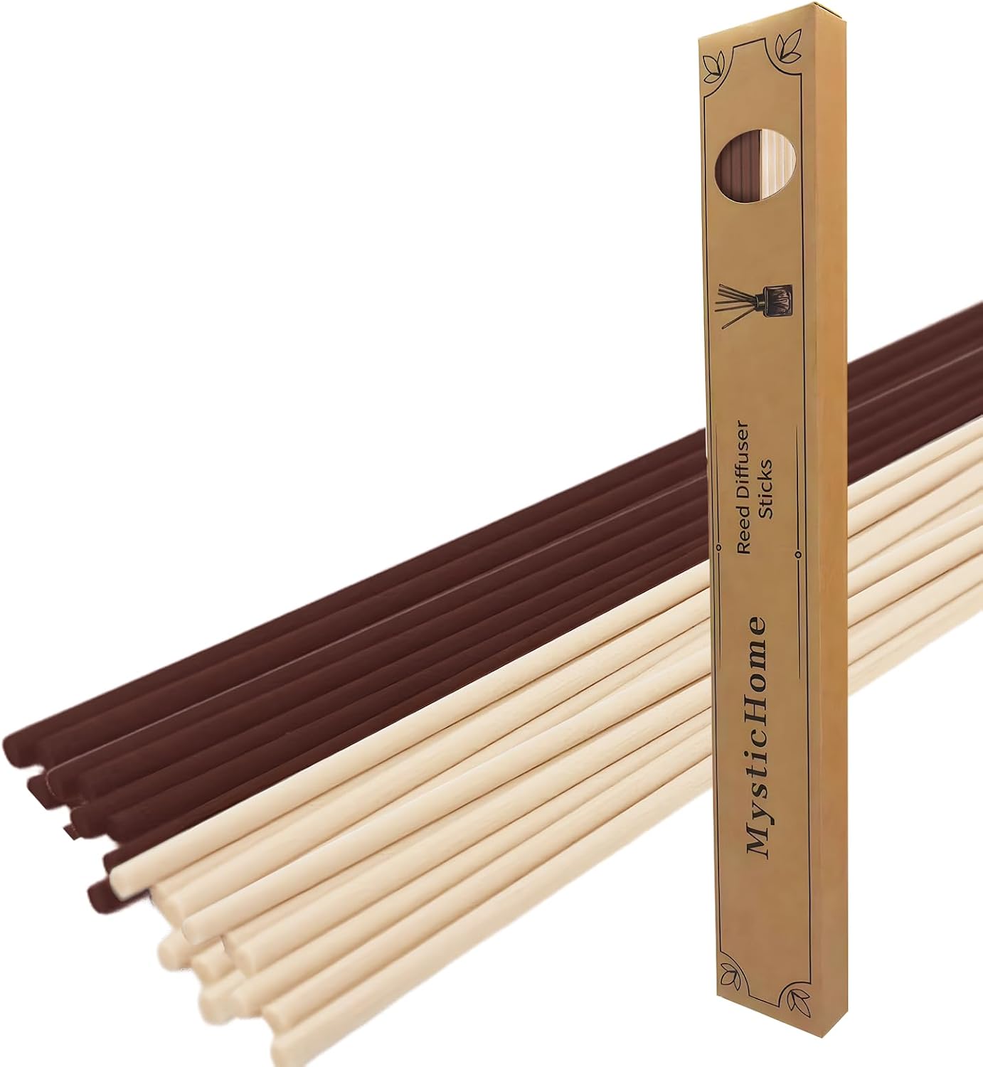 MYSTICHOME 40 PCS Fibre Reed Diffuser Sticks - Strong Scent for Large Rooms, Bathroom & Bedroom. Ideal Housewarming Gift, Coffee Table Decor, True+Black Set