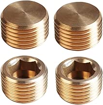 Horiznext Brass 1/4 npt Pipe Threaded countersunk hex Drive Fittings,Screw Hole Tapered Head Plug (Pack of 4) - coolthings.us