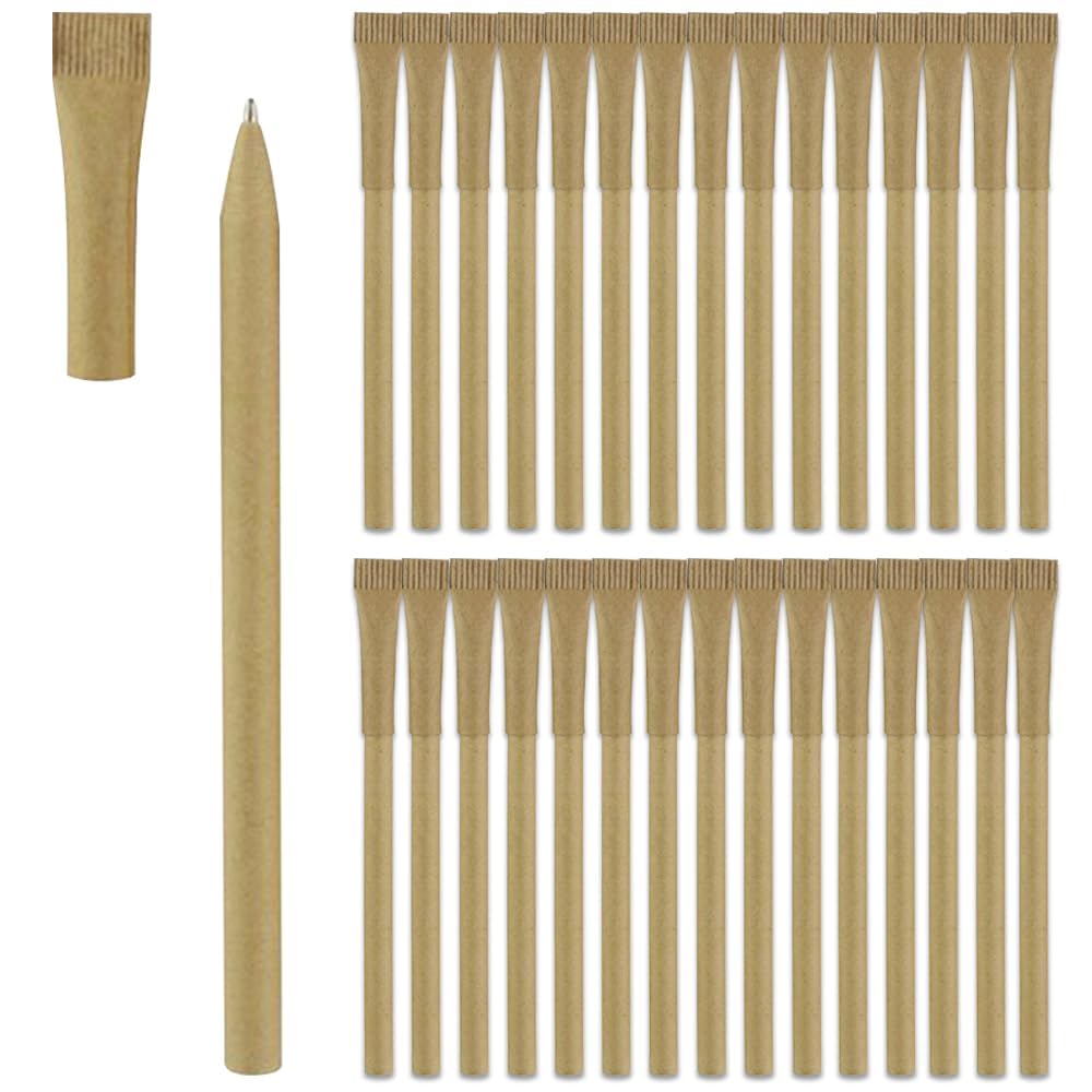 30 Pack Ballpoint Pens - Eco-Friendly Bamboo Black Ink Biros – Sustainable Stationery Supplies for Office School Teachersand Students