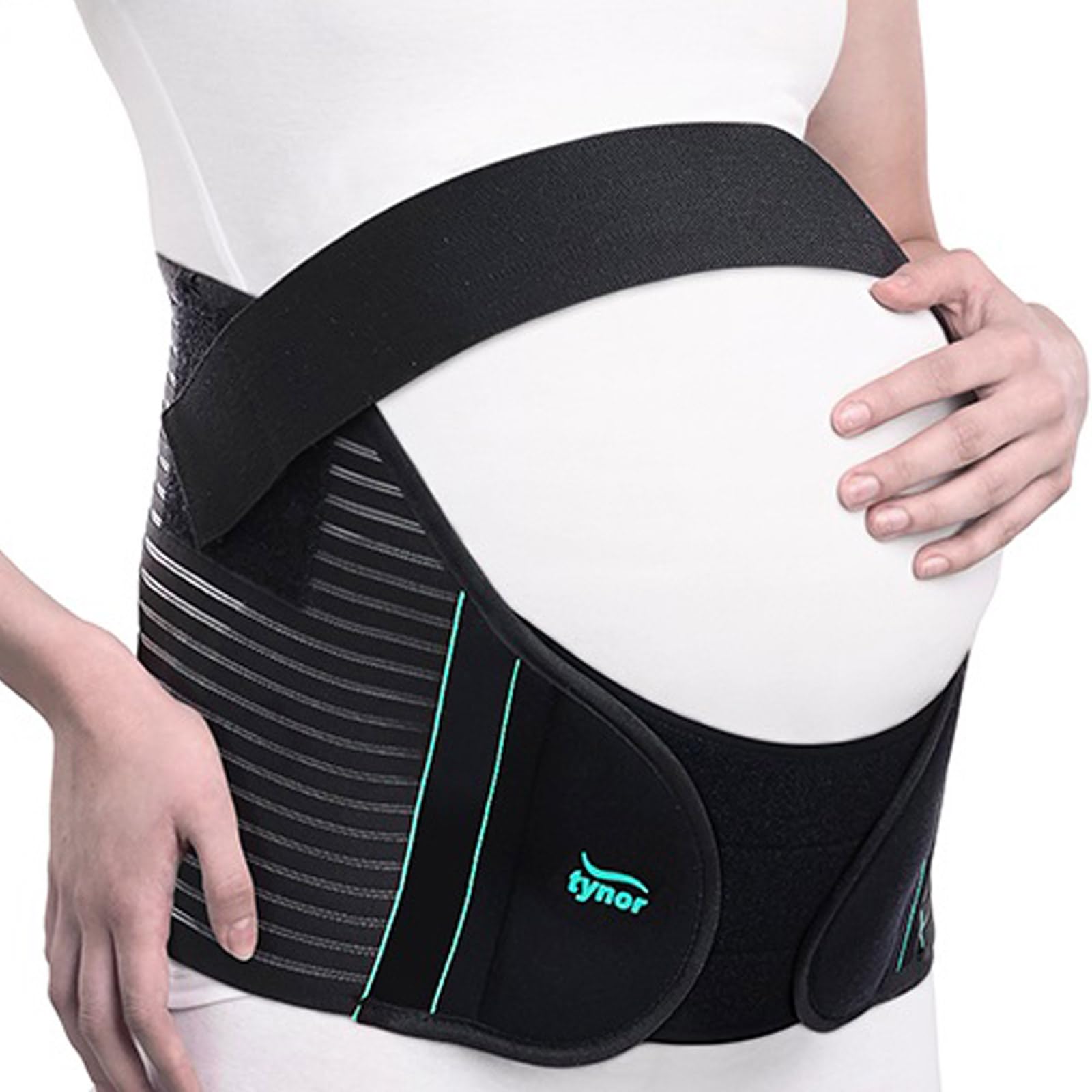 TYNOR Maternity Belly Band for Pregnant Women, Breathable Pregnancy Belly Support Band, Adjustable Maternity Belt for Back, Pelvic Support,Comfortable Easy to Use Pregnancy Belt (Black, Large), 1 Unit