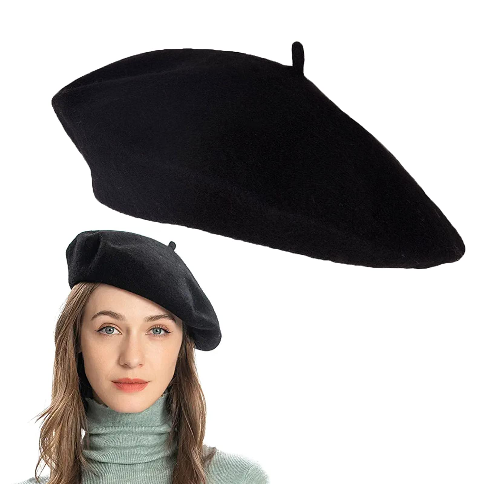Sombrero De Boina Francés, Boina Francesa Mujer, Clásica Lana Gorro para Mujeres, Invierno Artista Cálido Moderno Pintor Sombrero Otoño Redondo Vintage