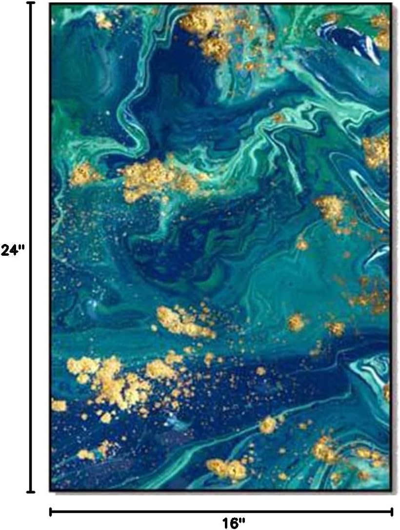 Modern Art Abstract Area Rug Marble Luxury Decor Carpet for Farmhouse Bedroom Large Living Room Courtyard Kitchen Runner Mat Non Slip Bathroom Rugs Indoor Outdoor Doormat 1.3' X 2'/Blue