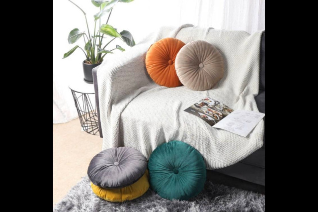 Kürbis Kissen Samt - Rundes Plissé-Kissen Für Sofa & Boden, 35 Cm, Weich & Dekorativ