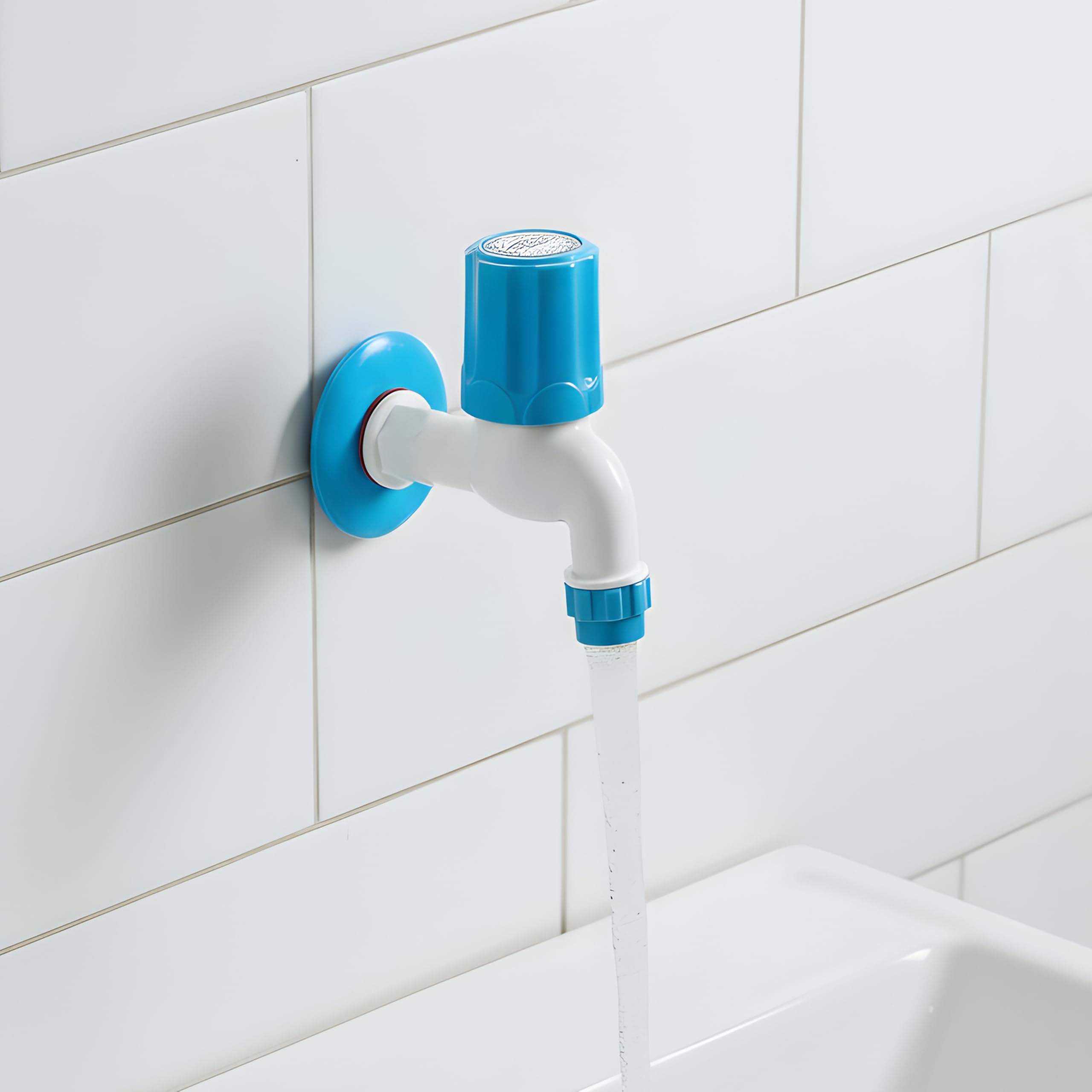 (Pack of 2) Crystal Superior PVC Plastic Faucet Bib Cock with Foam Flow & Flange | Heavy Duty, Non-Rust Water Tap for Kitchen, Bathroom, Wash Basin-image-44