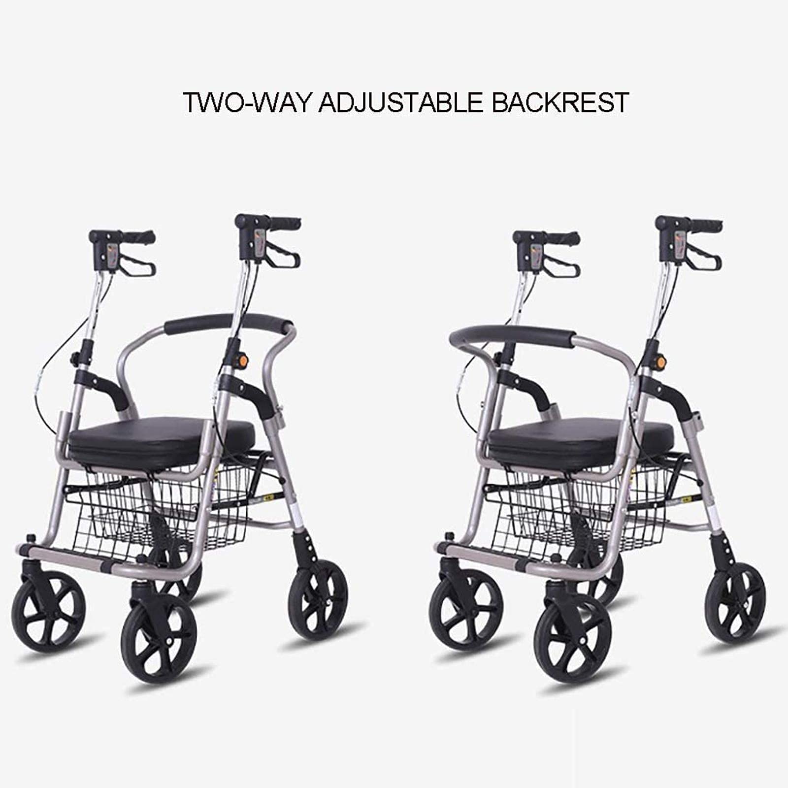 Rollator Walker Transport z siedziskiem i 4 kołami Składany chodzik z podnóżkami dla osób starszych Bariatryczna pomoc w poruszaniu się Comfortable anniversary
