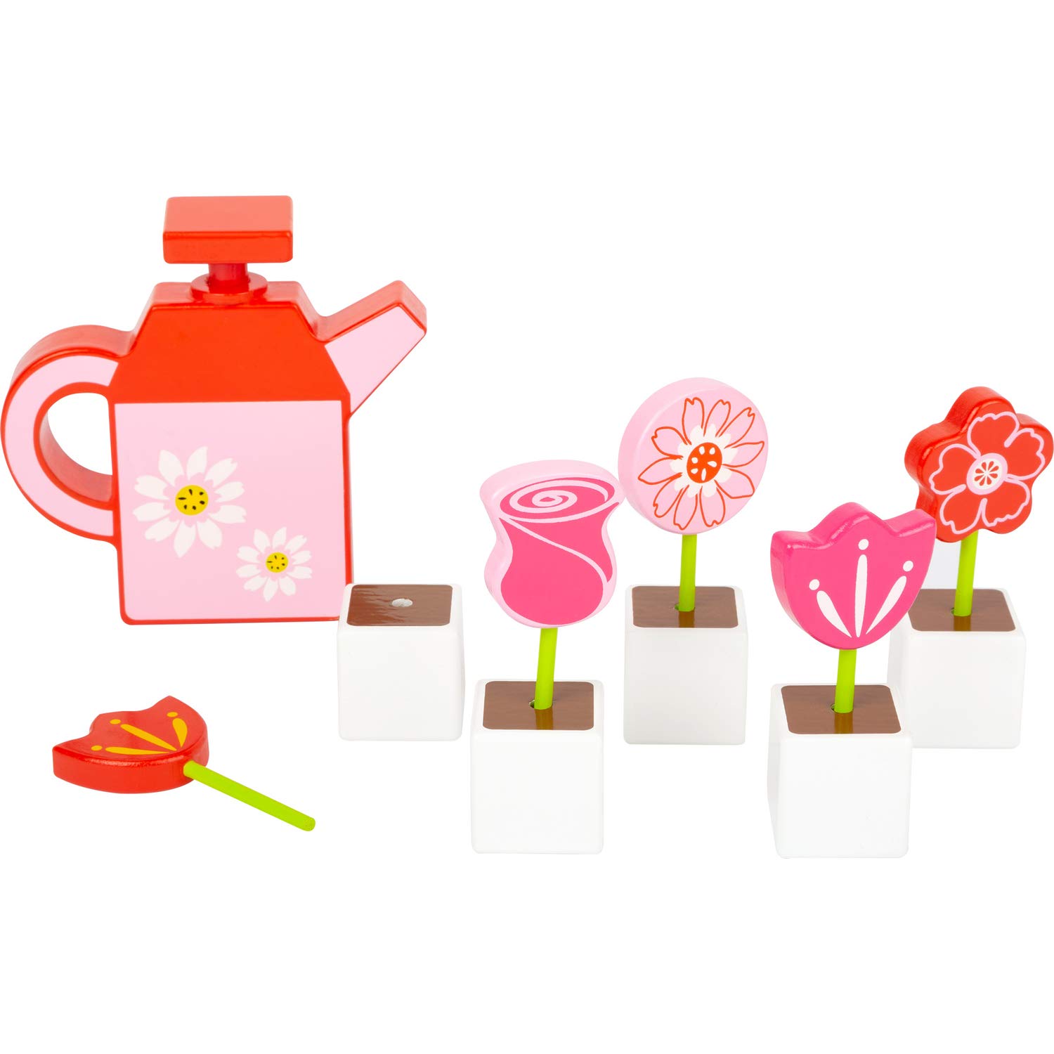 Small Foot Flower Set with Watering Can, made of Wood, FSC 100%-Certified, Garden Toys, Active Role-Playing