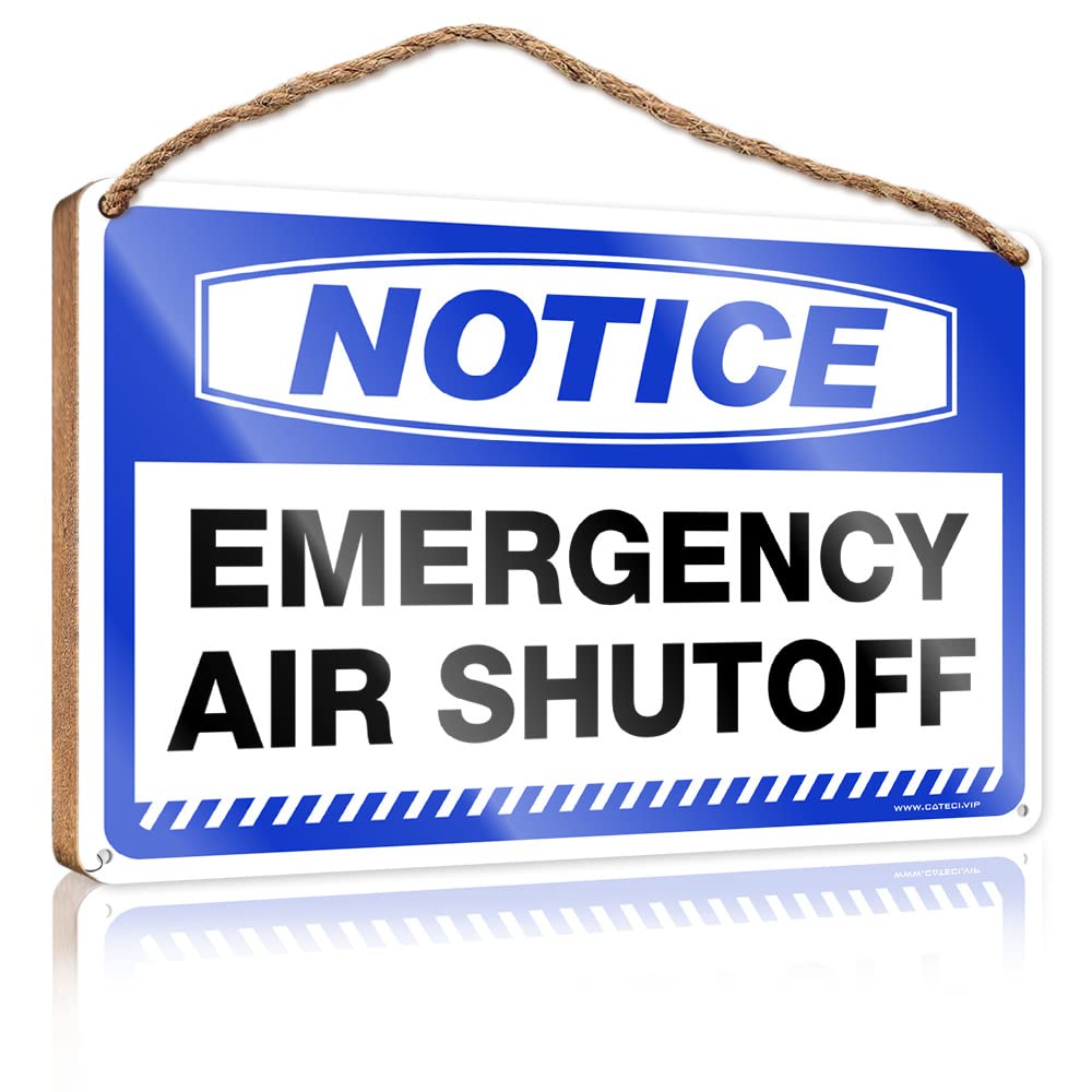 DTHA Desk Signs For Office Funny Notice Emergency Air Shutoff Wooden Sign The Room Decorations Bathroom Wood Hanging Sign
