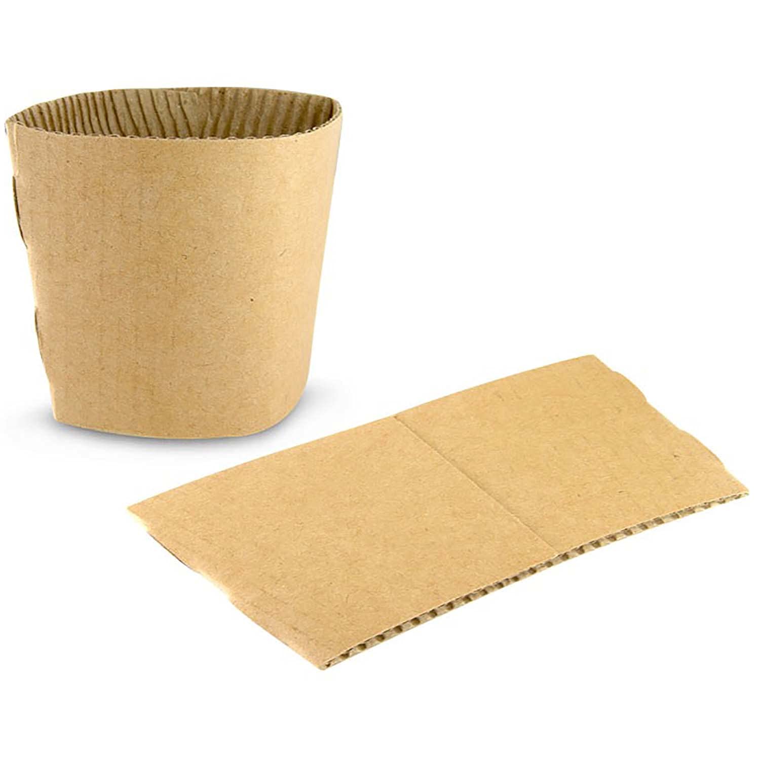 delisupplies 10oz - 16oz Hot Drink Cup Sleeves, Disposable Corrugated Hot Cup Clutch, Jackets, Kraft Recyclable Holder Cup Sleeve, Protective Heat Insulation, Biodegradable and Compostable (2000)