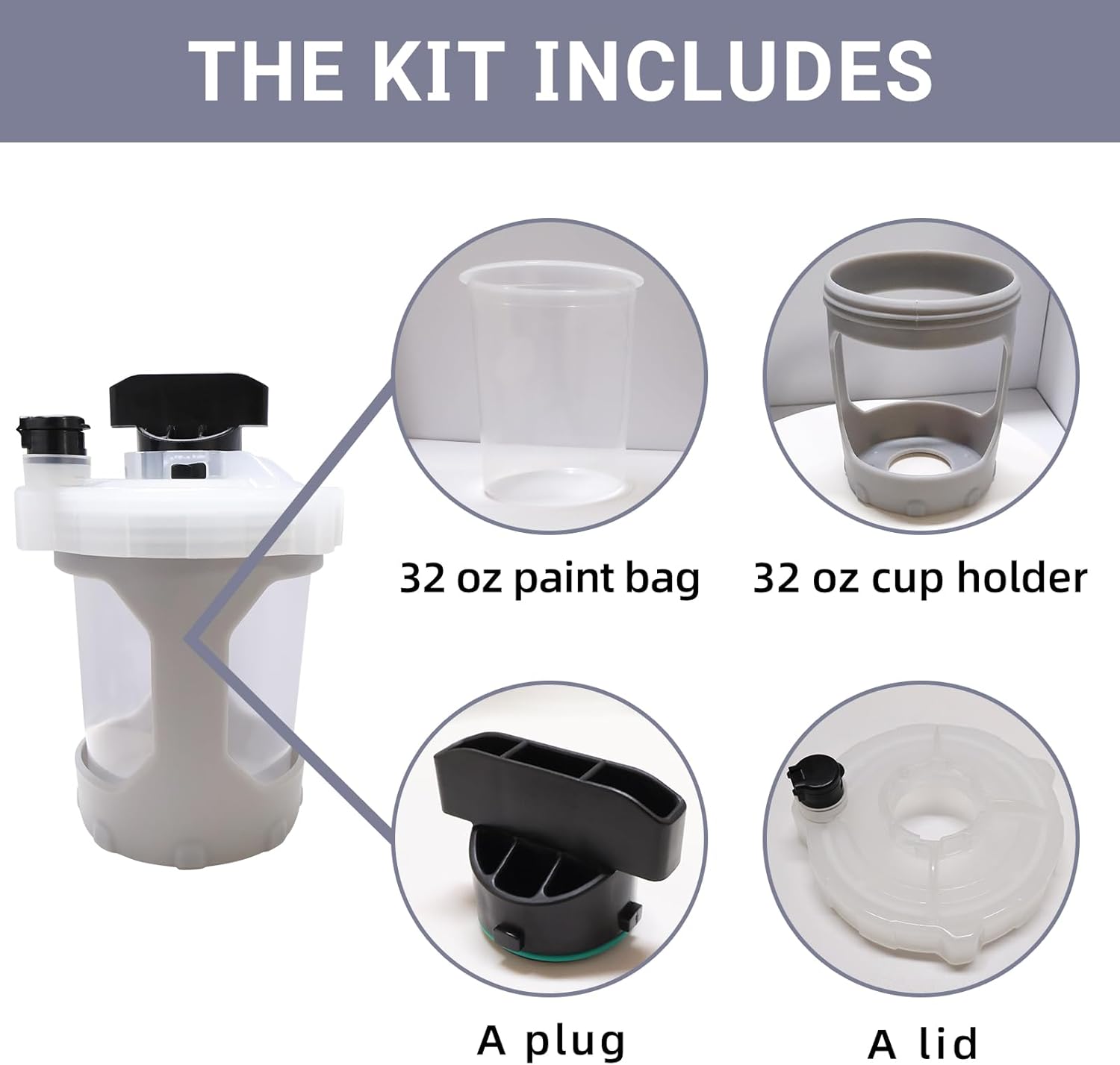 17P551 Paint Bucket Fits for Various FLEXLINER System 32 OZ Solvent-Based 32 oz Grey