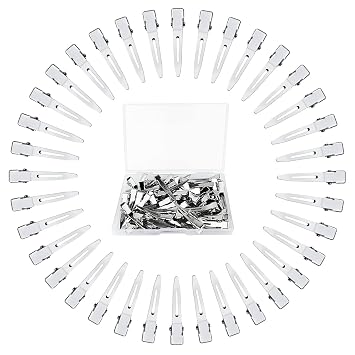 Tenalleys 50 Pcs Metal Duck Bill Hair Clips، Silver Single Prong Hair Clips for Women Styling، Hair Coloring، Bows DIY، Hair Extensions، Salon، 1.77Inch