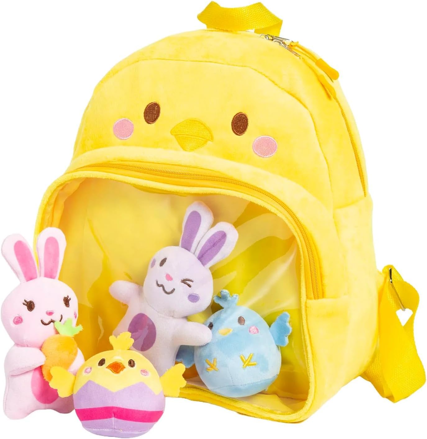11" x 12" Easter Whimsy Yellow Chick Backpack with Stuffed Characters Set - 5 Pc.