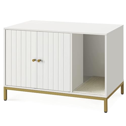 Feandrea PCL007W01 - Mueble de Cama para Gatos con Alfombra de rascado, Patas Altas, Mesa Auxiliar, 80 x 50 x…