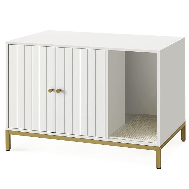 Feandrea PCL007W01 - Mueble de Cama para Gatos con Alfombra de rascado, Patas Altas, Mesa Auxiliar, 80 x 50 x…