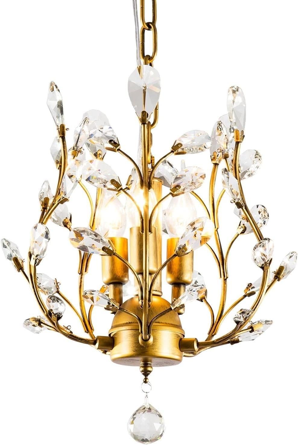 Generico LAUMZX Lampadario di cristallo americano lusso a 3 luci K9, lampada a sospensione a soffitto con sfera trasparente a goccia pioggia, apparecchio a a LED for sala da pranzo, soggiorno, foyer