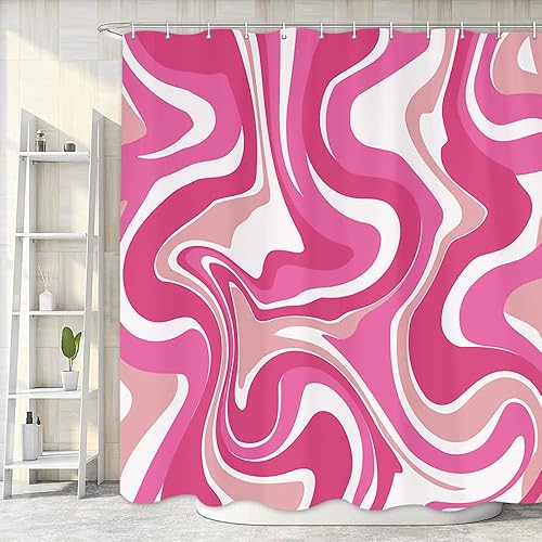 Miniatura 9 de Cortina de ducha estilo retro bohemio de los años 70 para decoración de baño, tela lavable, 72 x 72 pulgadas Azul