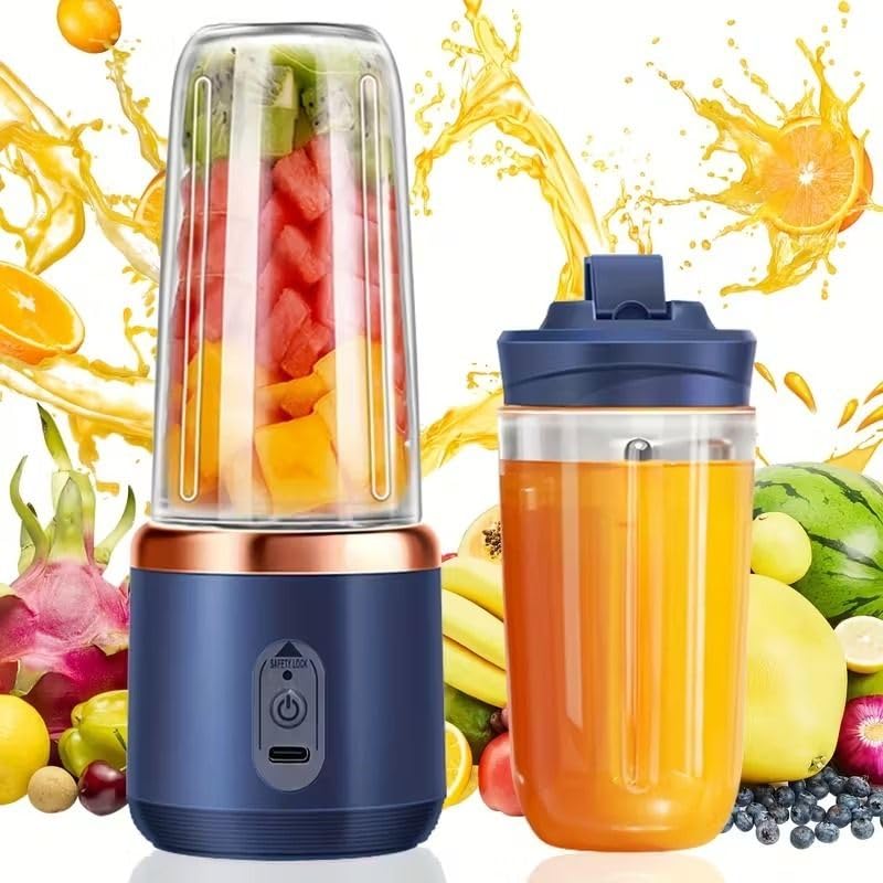 Image of Portable Blender Electric Juicer USB Rechargeable Fruit Mixers Mini Personal Smoothie Maker 6 Blades 3 Gears Ideal for Smoothies, Protein Shakes, Fresh juices, sauces -1500mAh Battery