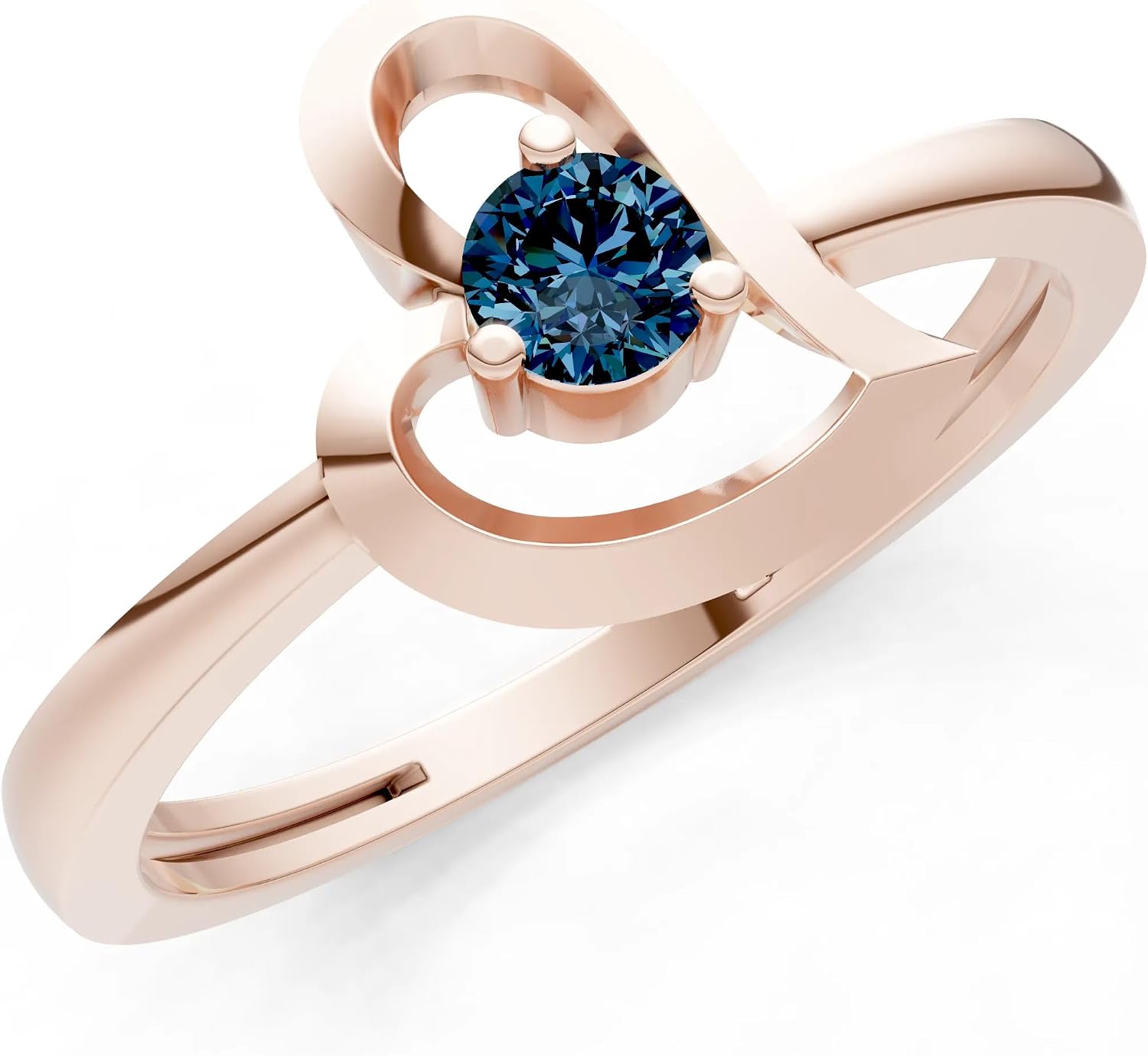 PEORA Round Cut Alexandrite Stackable Band Available in Solid 10K, 14K or 18K Ring – White, Yellow or Rose Gold