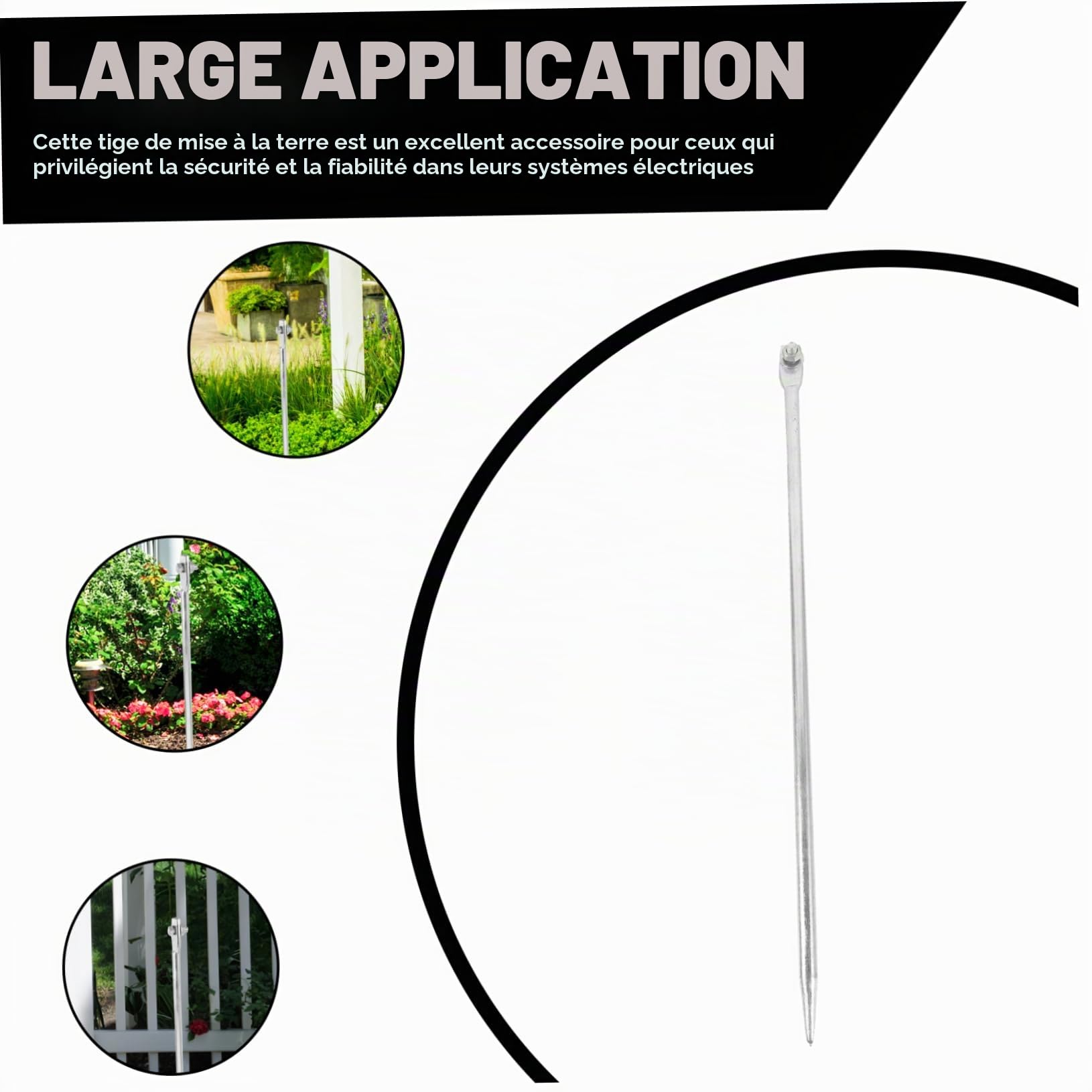 Holibanna Tige De Mise Terre Fer Galvanisé Piquet Pour Câblage Électrique Accessoire De Fixation Et Protection La Foudre Pour Installations Extérieures