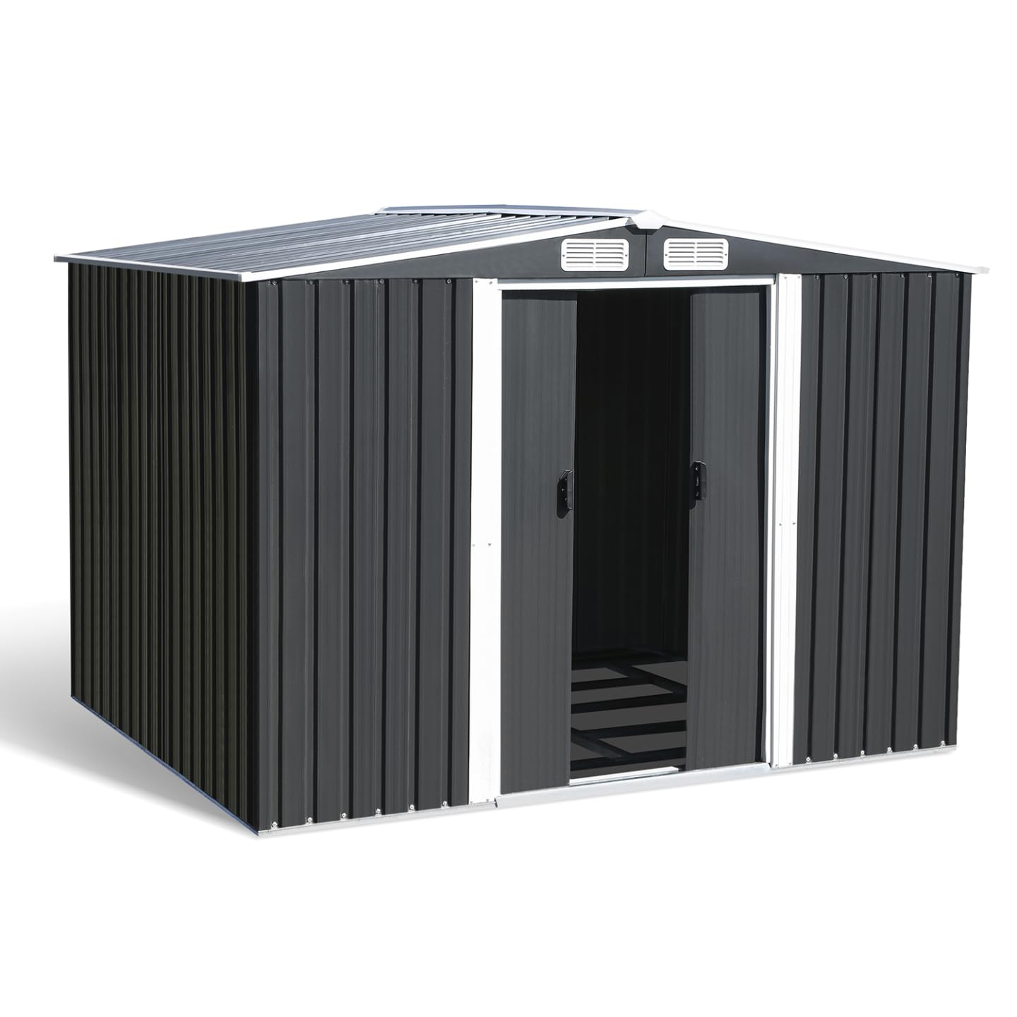 IDMarket - Abri de Jardin 5,​3 M² Gris en Acier galvanisé avec Base