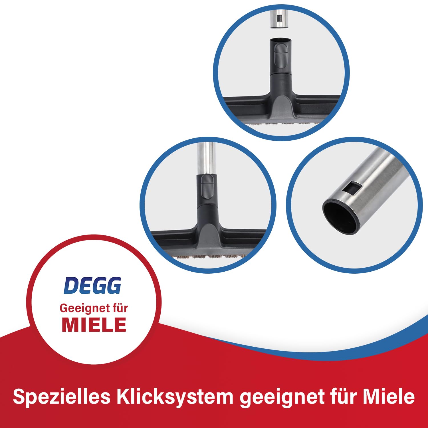 DEGG Rura teleskopowa – kompatybilna z odkurzaczem Miele 35 mm z systemem zatrzaskowym, drążek teleskopowy ze stali nierdzewnej do rur ssących Classic C1, Complete C2 & C3, Guard S1, M1 i L1