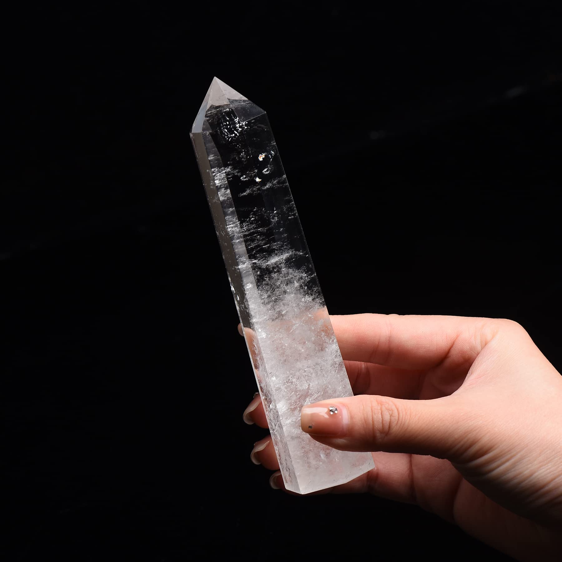 Large Clear Quartz Healing Crystal Towers / 5.11-5.9" Natural Crystal Wand / 6 Faceted Chakra Crystal Point Reiki Meditation Therapy