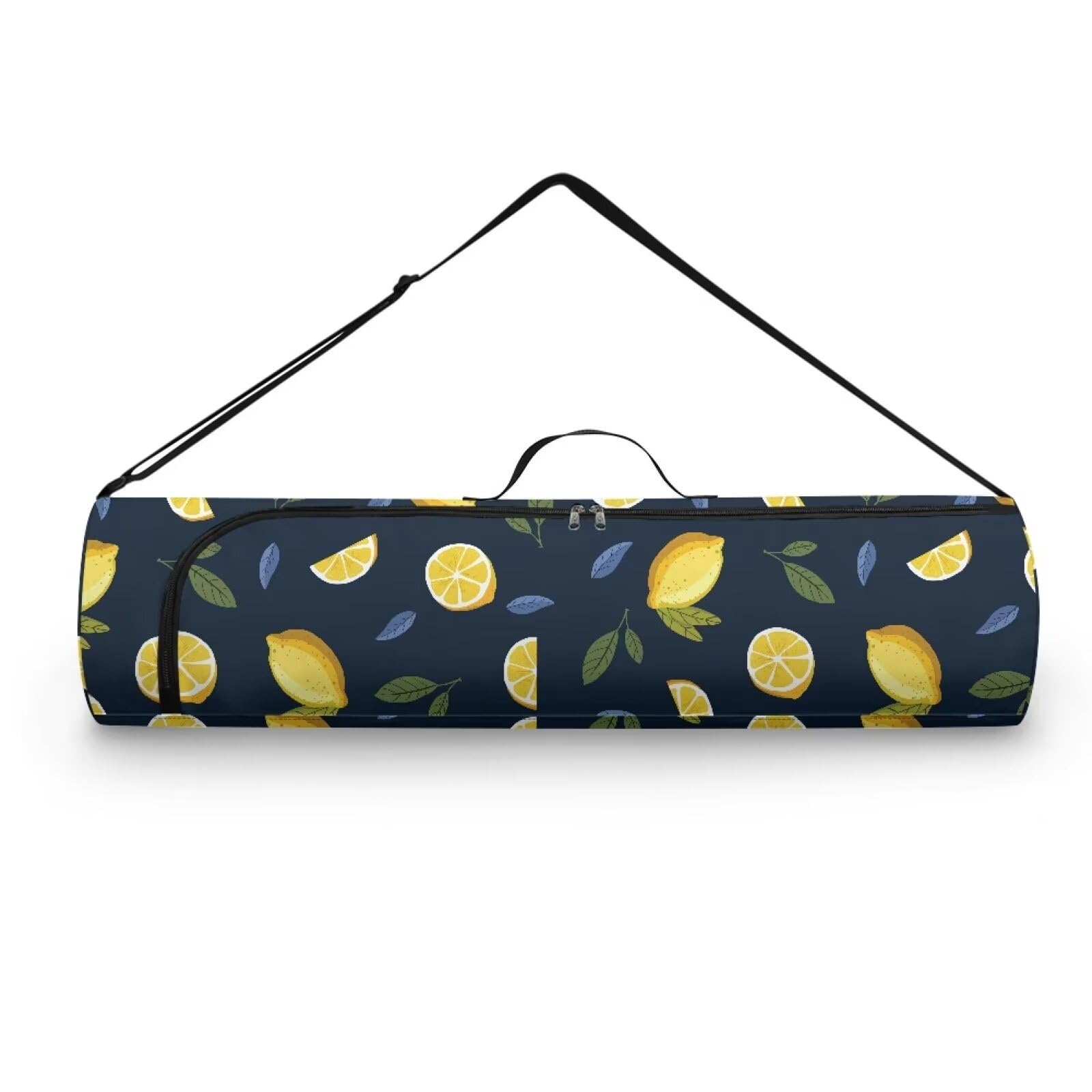 Pzuqiu Lemon Yoga Mat Bag for Women & Men Travel Yoga Gym Bag for Thick Exercise Yoga Mat Full-Zip Yoga Mat Carrier Bag for Class Workout Park with Adjustable Strap