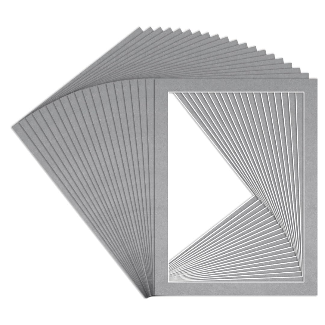 Procut Global 80x60cm Silver Picture Mounts to Fit 70x50cm Aperture - Precision Cut Cardboard Photo Mount - Ideal for Frames, Prints, Artwork & Certificates - Sizes & Colours Available - 20 Pack