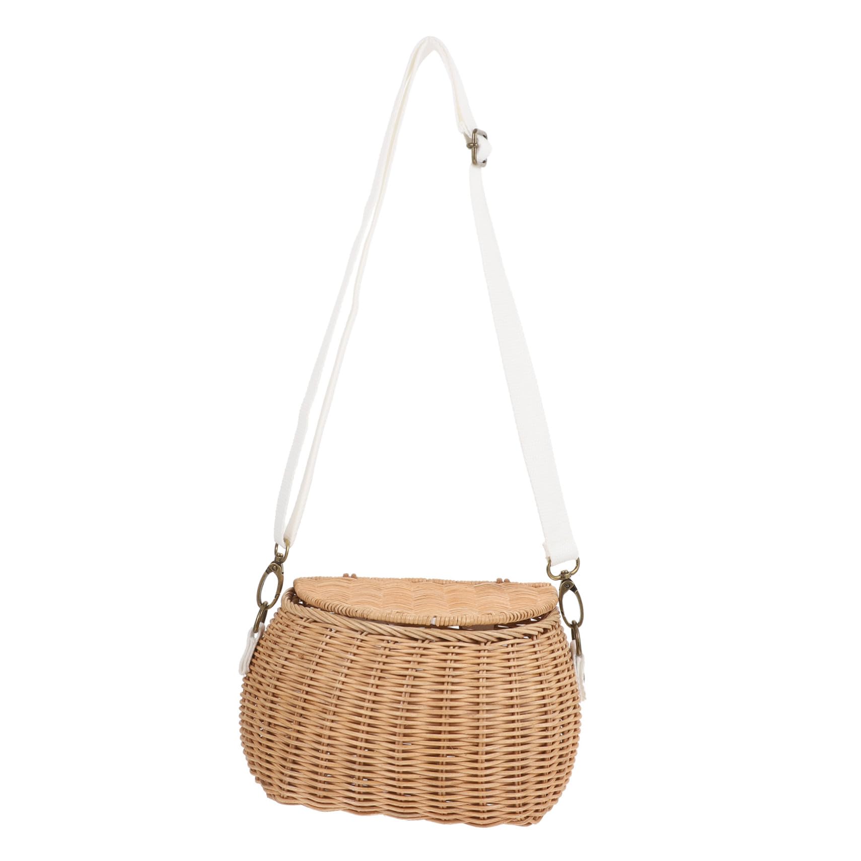 Cesta Bicicleta Niña Rattan Resistente para Manillar con Almacenamiento Práctico para Scooters y Triciclos Infantiles