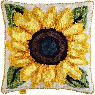 AxiangziK Kit de gancho de cierre,Flor de girasol amarilla,coloridos kits de alfombra de gancho impreso para adultos y niños,manualidades de costura,43x43cm