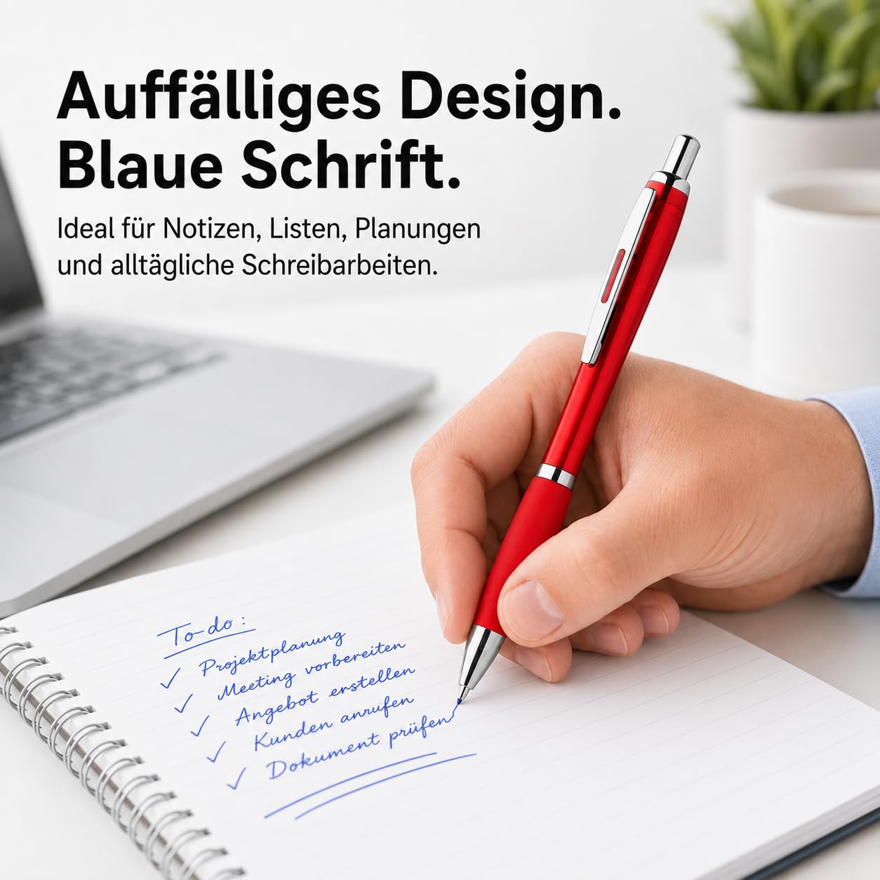 WPRO Kugelschreiber 500 Stück rot, blau schreibend ergonomischer Gummigriff | Nachhaltig länger nutzbar: Wechselbare Patrone und komfortable Haltefläche erleichtern tägliche Schreibaufgaben.