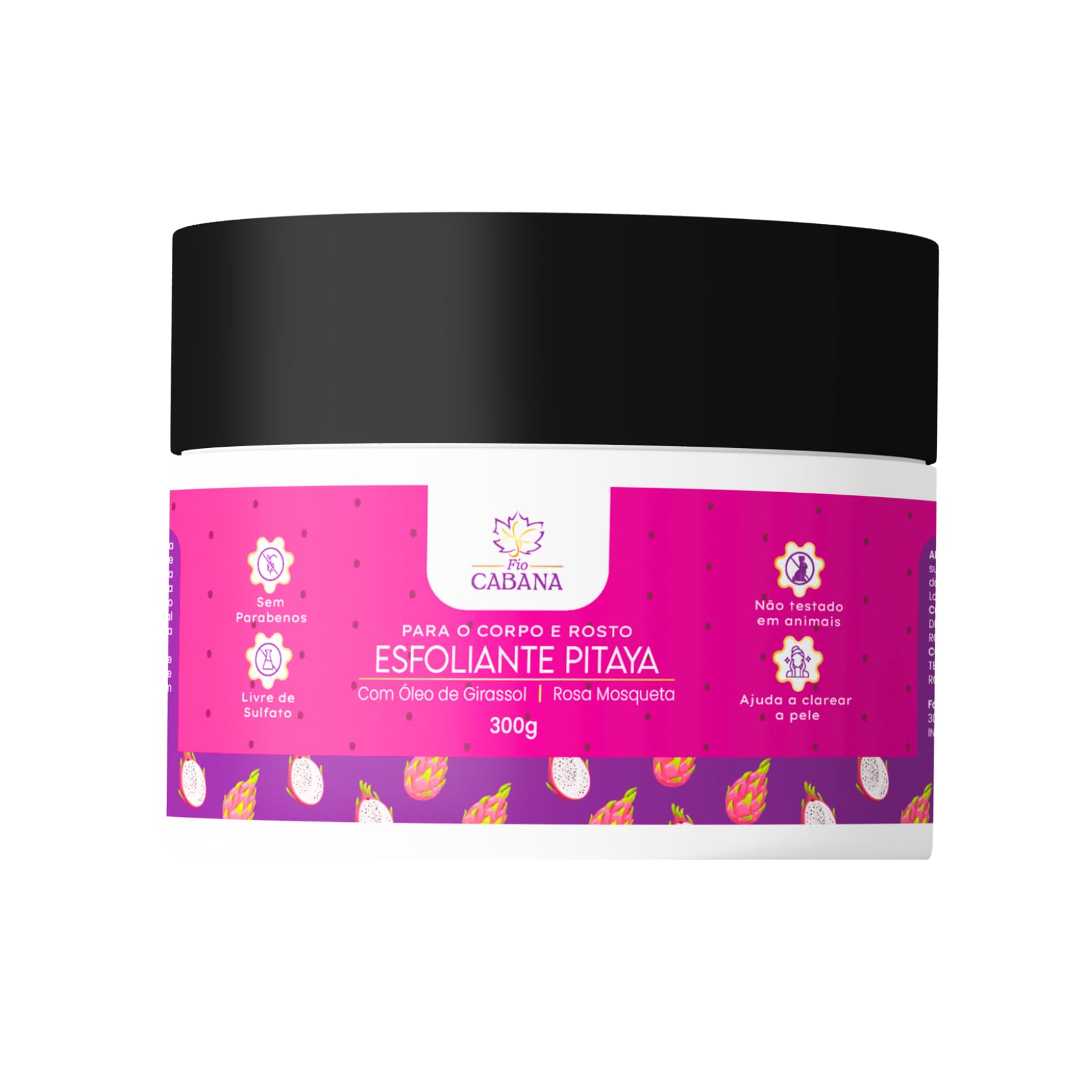Esfoliante Corporal Fio Cabana Corpo e Rosto - Morango - Pitaya - 300g (300g, Pitaya)