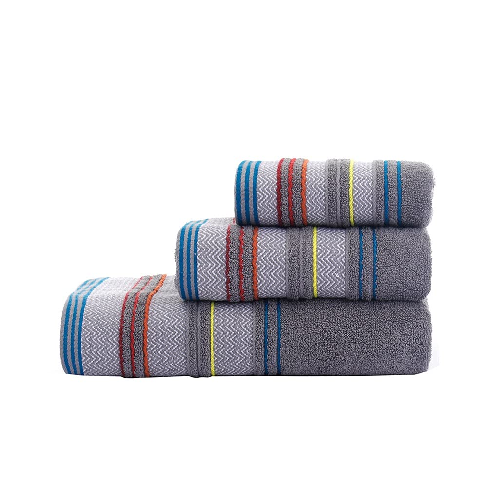 Stripe Printe Bath Towel Set 1 Large Bath Towels 1 Small Bath Towels 1 Hand Towels Soft Cotton