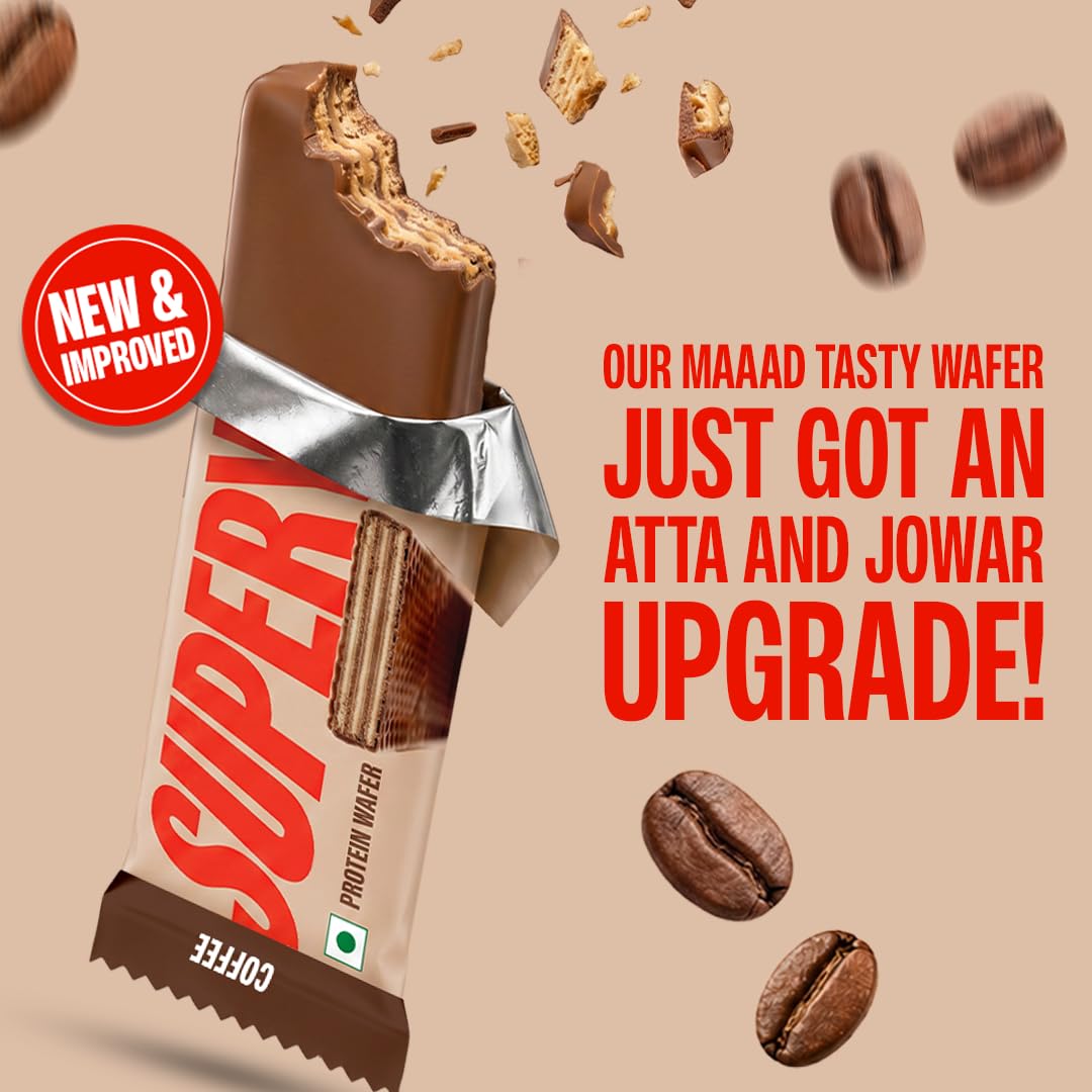SuperYou Coffee Protein Wafer Bars (Pack of 10)|10g Protein, 3g Fiber, No Added Sugar|Yeast Fermented Protein|Energy Bars|Crunchy Wafer Bar|100% Vegetarian|No Palm Oil|400g 2