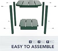 Vista 6 de nalone Adirondack - Mesa auxiliar para exteriores de 16.5 pulgadas, mesa auxiliar de plástico HDPE doble Adirondack para patio (verde)