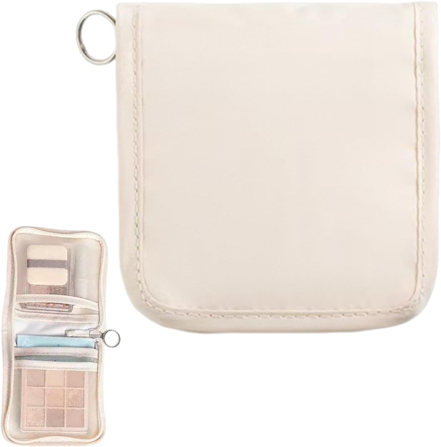 Pill Pouches Travel, Folding Medicine Organizer, Portable Storage Container, Beige, Gray, Lightweight Zipper Closure, for Prescription, Cosmetics, Lipsticks, Fish Oil, Daily Use