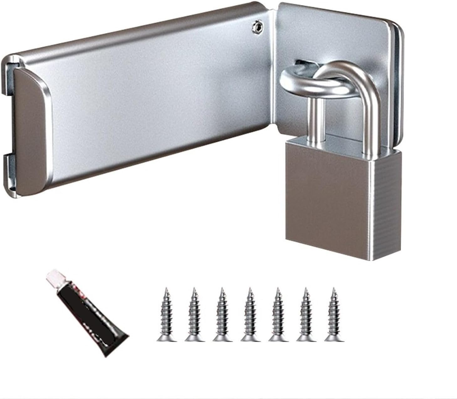 Stainless Steel Door Clasp Lock 90 Degree Right Angle Latch Burglar-Proof Anti-Theft Hasps Shed Gate(Silver Style 2)