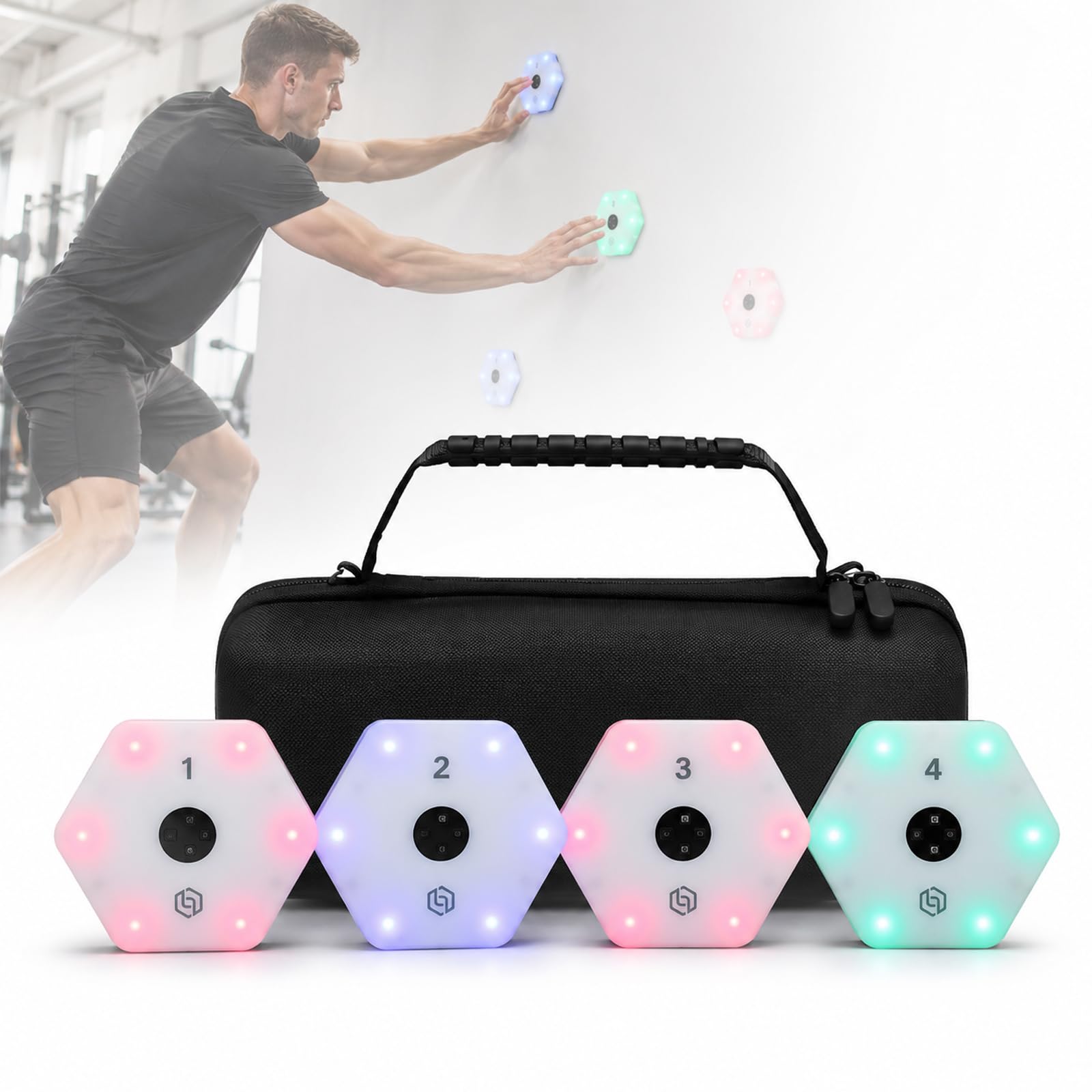 Vhewq Agile Fitness Light, Reaction Training Light, 4 Lights Boxing Reflex, Load Capacity 60kg, 270° Viewing Angle, Multiple Training Modes, for Football, Boxing, Sports Training Equipment