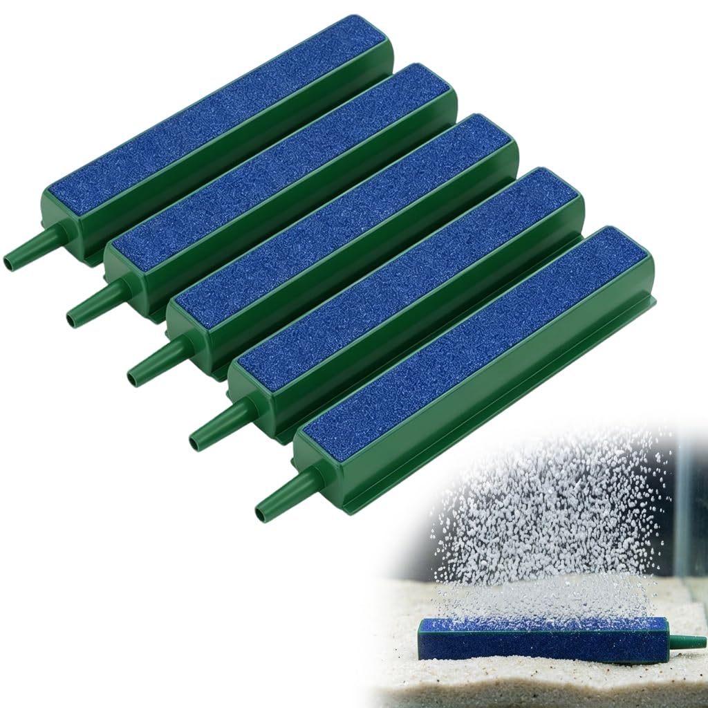 Apcodino 5 Pack Aquarium Air Stone Bar Bubbler 10 cm Bubble Release Tool with Plastic Base