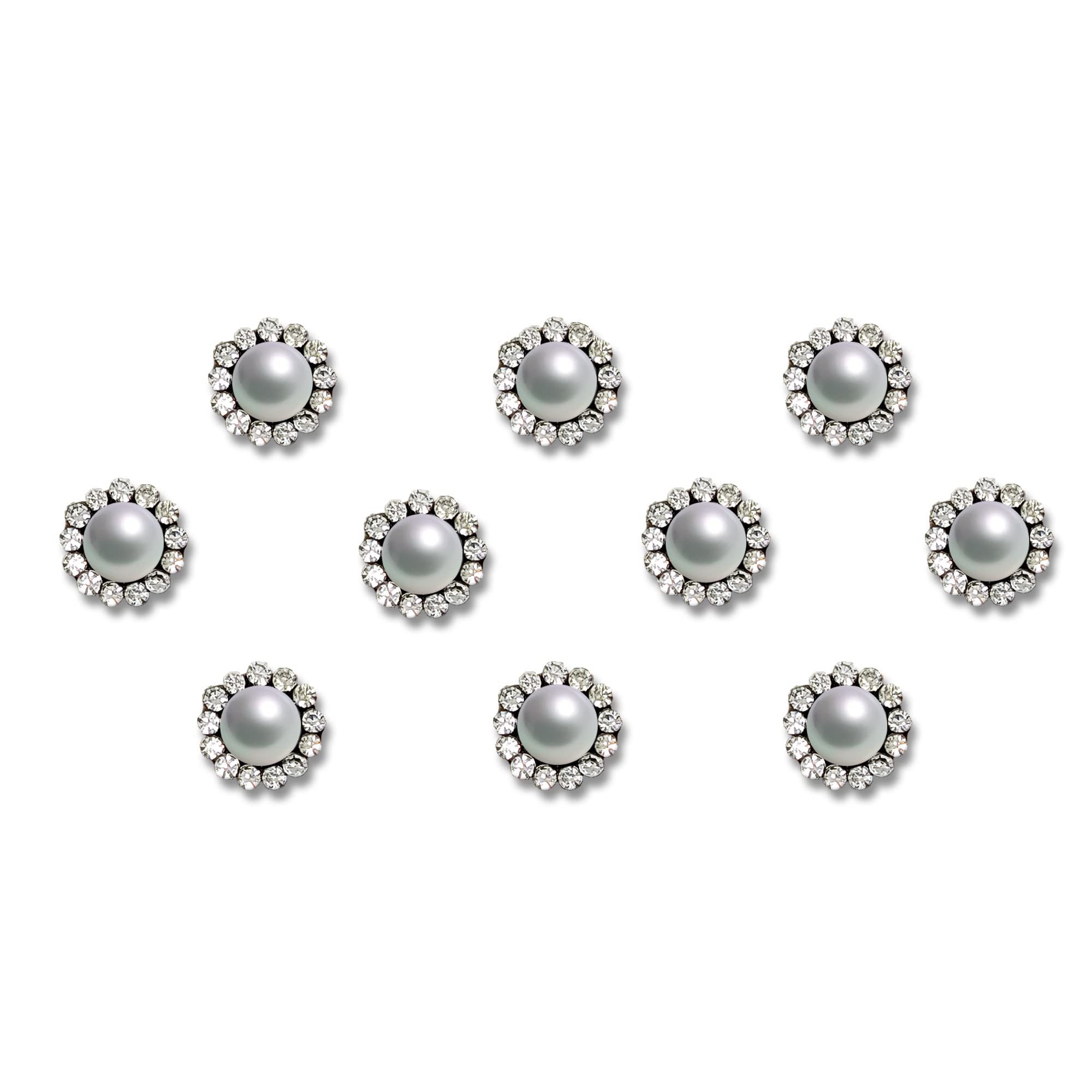 Comet Busters Pearl Bindi With Silver Stone Border (8mm) (BV2000)
