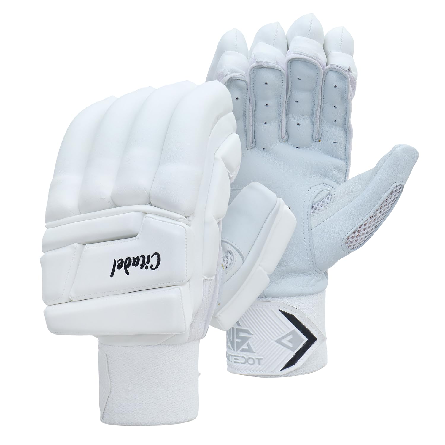 Whitedot Sports Citadel Levlon White Players Leather Cricket Batting Gloves, Suitable for Mens Right Hand, White-image-14